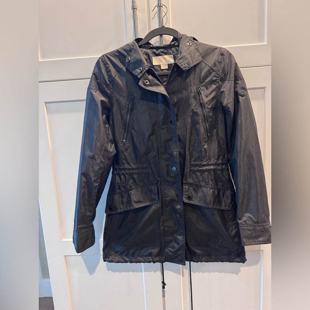 Michael Kors Black Hooded Rain Jacket - size xs